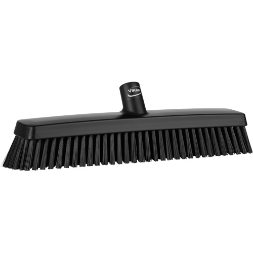 Push Broom Head, Fine/Stiff Bristles, 16-1/2", Polyester/Polypropylene, Black R.M.G. Prévention