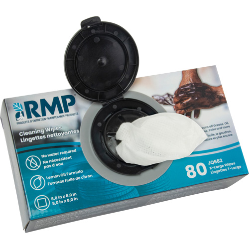 Lingettes nettoyantes extra-larges, 80 lingettes, 8" x 8" R.M.G. Prévention