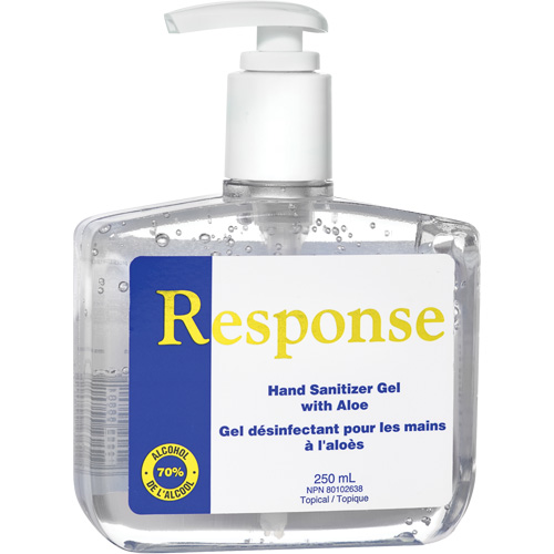 Response&reg; Hand Sanitizer Gel with Aloe, 250 ml, Pump Bottle, 70% Alcohol R.M.G. Prévention