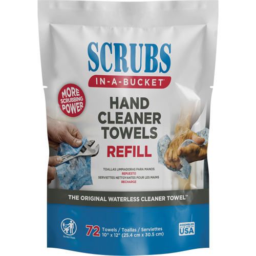 Hand Cleaner Towels Refill Pack, 72 Wipes, 10" x 12" R.M.G. Prévention