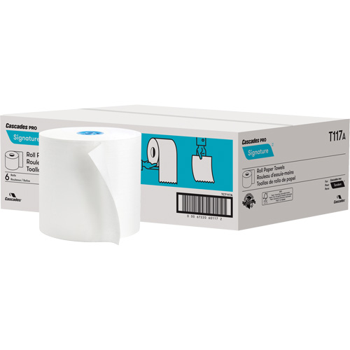 PRO Signature&reg; Compostable Textured Hand Roll Paper Towel, 1 Ply, Standard, 1000' L R.M.G. Prévention