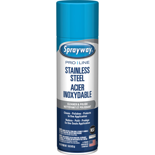 Nettoyant & polis pour acier inoxydable Pro Line, 15 oz, Canette a&eacute;rosol R.M.G. Prévention
