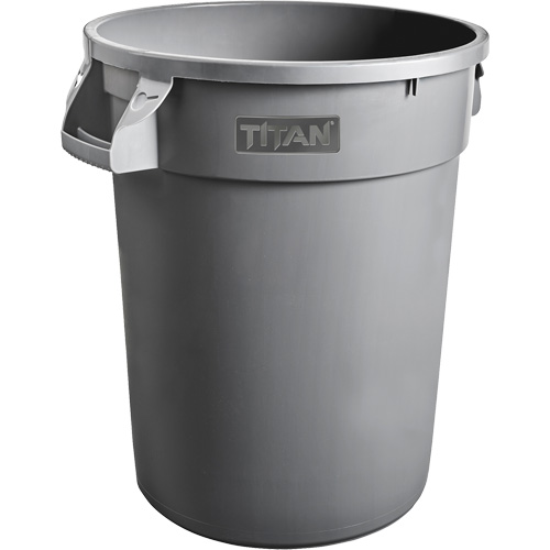 Contenant gris Titan pour d&eacute;chets, Plastique, 20 gal. US R.M.G. Prévention