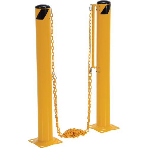 Dock Chain Barrier Bollard System, Steel, 42" H x 6-5/8" W, Yellow R.M.G. Prévention