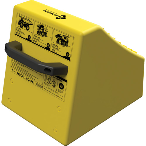 Checkers Safety Heavy-Duty Ultra Class Mining Wheel Chock without Bracket, HDPE, Yellow, 14-1/2" W x 17-1/2" D x 16" H R.M.G. Prévention