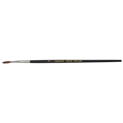 Pinceau pointu &agrave; soies noires pour artiste, Largeur de la brosse de 2,1 mm, Soie de chameau, Manche &agrave; Bois R.M.G. Prévention