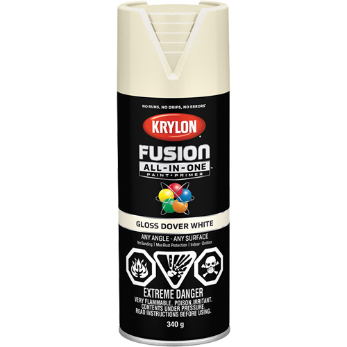 Peinture &agrave; pulv&eacute;riser tout en un Fusion, Blanc Dover, Brillant, 12 oz, Canette a&eacute;rosol R.M.G. Prévention