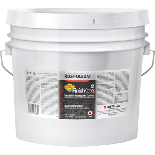 Rev&ecirc;tement de sol polyaspartique &agrave; haute teneur en solides Concrete Saver FinishKote 80 Partie A, Seau, Transparent/Base &agrave; teinter R.M.G. Prévention