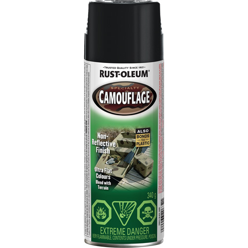 Specialty Camouflage Paint, Aerosol Can, Black R.M.G. Prévention