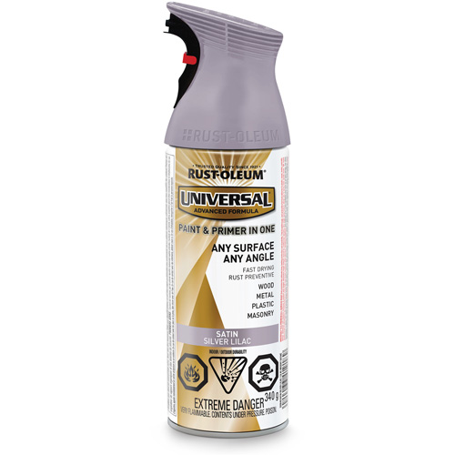 Universal&reg; Enamel Paint & Primer In One, Silver Lilac Purple, Satin, Aerosol Can R.M.G. Prévention