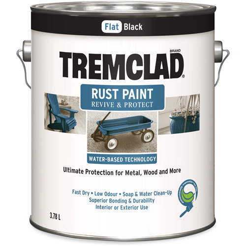 Peinture antirouille &agrave; base d'eau Tremclad, 3,78 L, Gallon, Noir R.M.G. Prévention