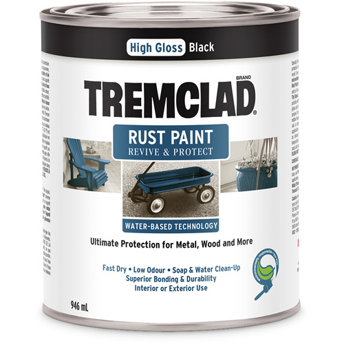 Tremclad&reg; Water-Based Rust Paint, 946 ml, Can, Black R.M.G. Prévention