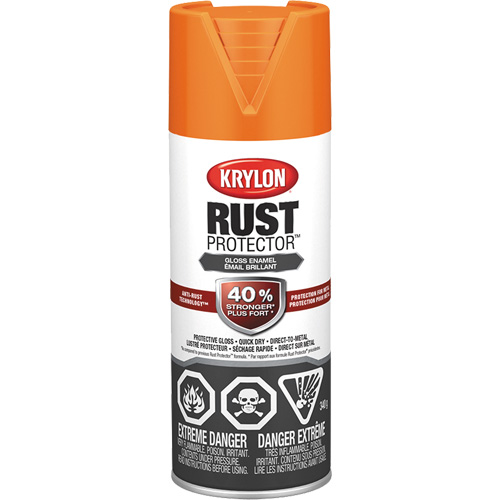 Peinture &agrave; &eacute;mail Rust Protector, Orange, Brillant, 12 oz, Canette a&eacute;rosol R.M.G. Prévention
