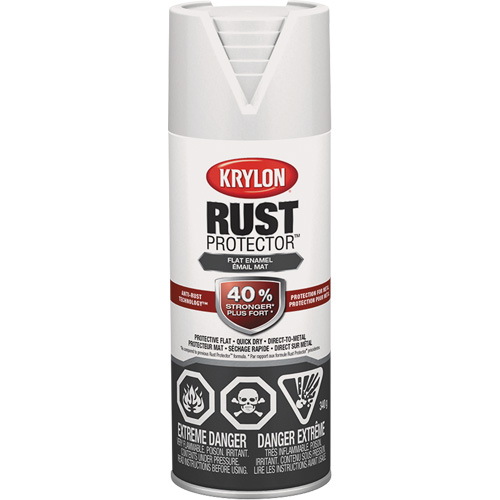 Rust Protector&reg; Enamel Paint, White, Very Flat, 12 oz., Aerosol Can R.M.G. Prévention