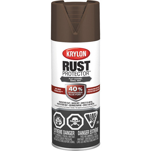 Peinture &agrave; &eacute;mail Rust Protector, Brun cuir, Tr&egrave;s mat, 12 oz, Canette a&eacute;rosol R.M.G. Prévention