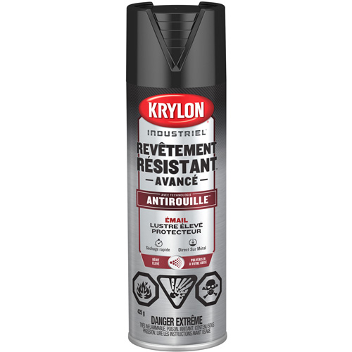 Peinture Tough Coat avec technologie Rust Barrier, Noir, Tr&egrave;s brillant, 425 g, Canette a&eacute;rosol R.M.G. Prévention