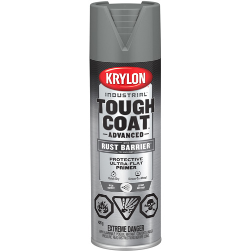 Tough Coat&reg; Advanced Paint with Rust Barrier Technology, Grey Primer, Ultra-Flat, 425 g, Aerosol Can R.M.G. Prévention