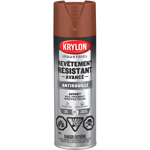 Tough Coat&reg; Advanced Paint with Rust Barrier Technology, Red Oxide Primer, Ultra-Flat, 425 g, Aerosol Can R.M.G. Prévention