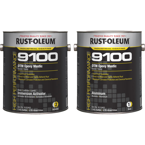 9100 System DTM Epoxy Mastic Base & Activator Kit, Aluminum, Gallon R.M.G. Prévention
