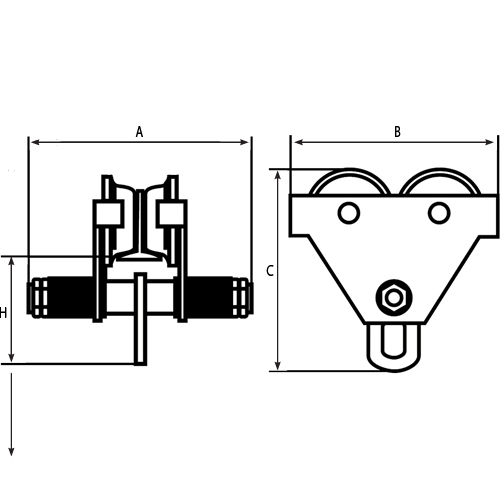 Adjustable Trolleys, 1000 lbs. (0.5 tons) R.M.G. Prévention