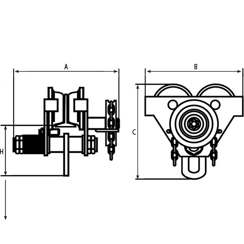 Chariots ajustables, 1000 lb (0,5 tonne) Capacit&eacute;, 2-11/16" - 5-1/4" R.M.G. Prévention