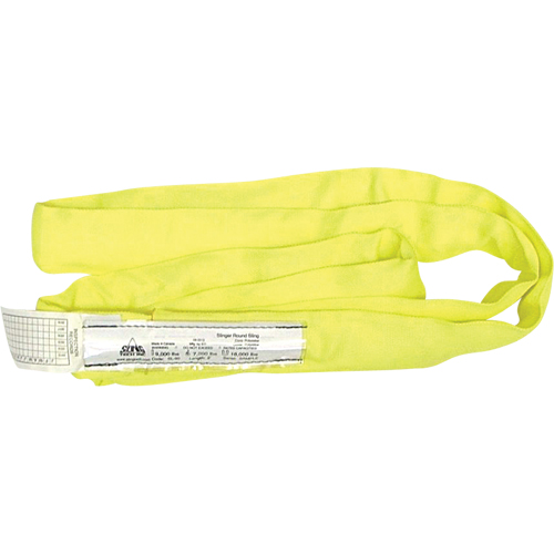 &eacute;lingue ronde en polyester pour &eacute;lingueur, Jaune, 1" la x 12' lo, 9000 lb Charge verticale R.M.G. Prévention
