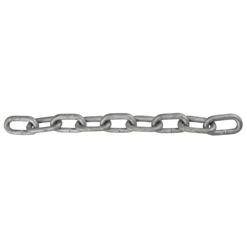 Chaîne &agrave; maillon droit, Acier &agrave; faible teneur en carbone, 1" x 100' (30,4 m) l, Calibre 30, Charge d'utilisation 17 900 lb (8,95 tonnes) R.M.G. Prévention