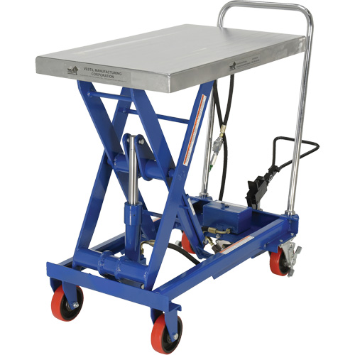 Pneumatic Hydraulic Scissor Lift Table, Steel, 32-1/2" L x 19-3/4" W, 1000 lbs. Cap. R.M.G. Prévention