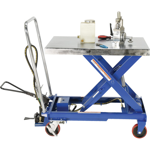 Pneumatic Hydraulic Scissor Lift Table, Steel, 32-1/2" L x 19-3/4" W, 1000 lbs. Cap. R.M.G. Prévention
