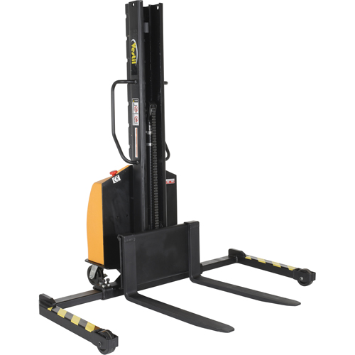 Narrow Mast Powered Lift Stacker, Electric Operated, 1500 lbs. Capacity, 63" Max Lift R.M.G. Prévention
