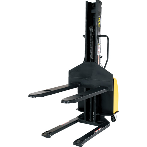 Narrow Mast Powered Lift Stacker, Electric Operated, 1500 lbs. Capacity, 63" Max Lift R.M.G. Prévention