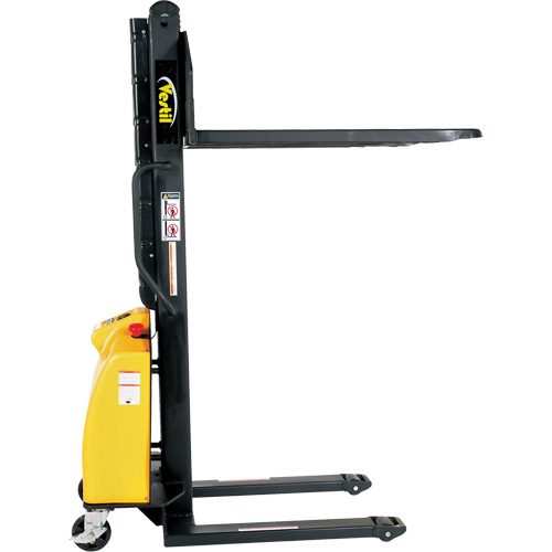 Narrow Mast Powered Lift Stacker, Electric Operated, 1500 lbs. Capacity, 63" Max Lift R.M.G. Prévention