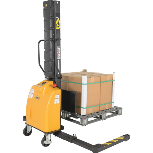 Narrow Mast Powered Lift Stacker, Electric Operated, 1000 lbs. Capacity, 63" Max Lift R.M.G. Prévention