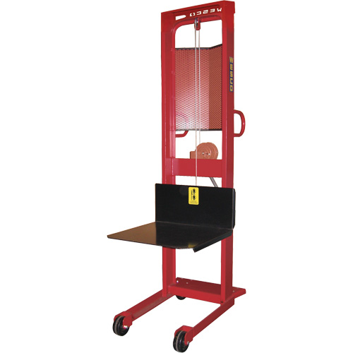 Winch Stacker, Hand Winch Operated, 1000 lbs. Capacity, 70" Max Lift R.M.G. Prévention