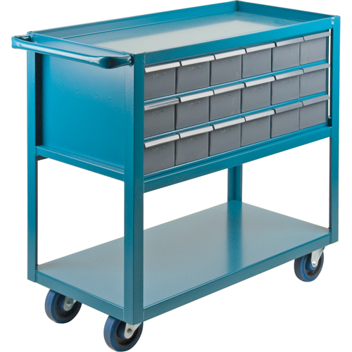 Drawer Shelf Cart, 1200 lbs. Capacity, Steel, 18" x W, 35" x H, 36" D, Rubber Wheels, All-Welded, 18 Drawers R.M.G. Prévention