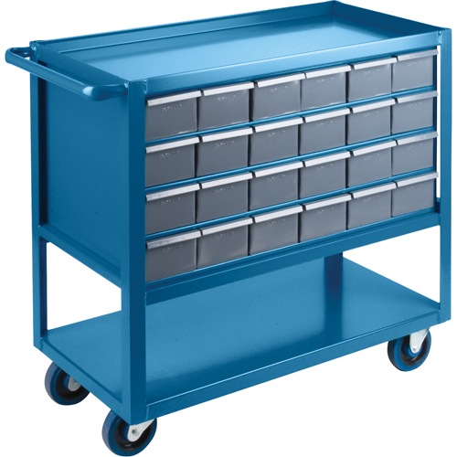 Drawer Shelf Cart, 1200 lbs. Capacity, Steel, 18" x W, 35" x H, 36" D, Rubber Wheels, All-Welded, 24 Drawers R.M.G. Prévention