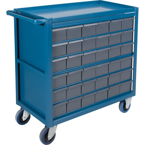 Drawer Shelf Cart, 1200 lbs. Capacity, Steel, 18" x W, 35" x H, 36" D, Rubber Wheels, All-Welded, 36 Drawers R.M.G. Prévention