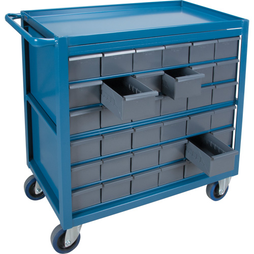 Drawer Shelf Cart, 1200 lbs. Capacity, Steel, 18" x W, 35" x H, 36" D, Rubber Wheels, All-Welded, 36 Drawers R.M.G. Prévention