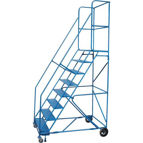 CSA-Certified Rolling Step Ladder with Locking Step, 8 Steps, 30" Step Width, 72" Platform Height, Steel R.M.G. Prévention