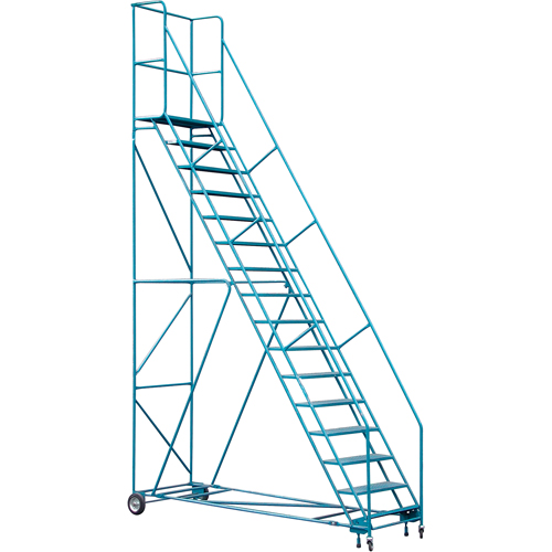 Escabeau roulant certifi&eacute; par la CSA avec pied verrouillable, 16 marches, Largeur de la marche 30", Hauteur de la plateforme 144", Acier R.M.G. Prévention