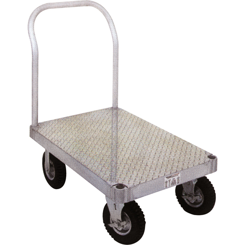Aluminum Platform Truck, 24" W x 48" L, 2000 lbs. Cap., Rubber Wheels R.M.G. Prévention