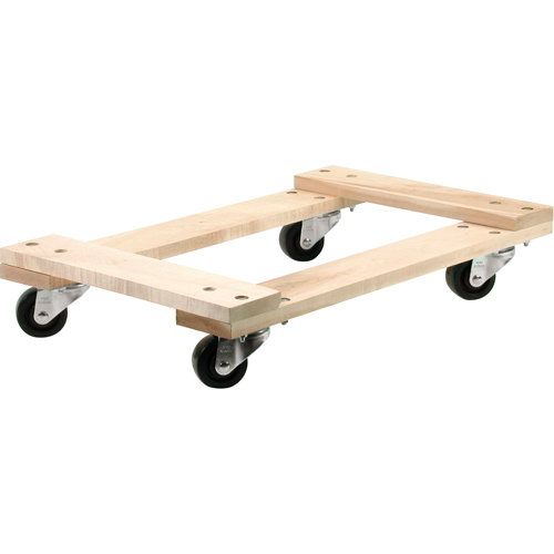 Wood Dollies - Medium-Duty, Polyolefin Wheels, 900 lbs. Capacity, 18" W x 30" D x 7" H R.M.G. Prévention