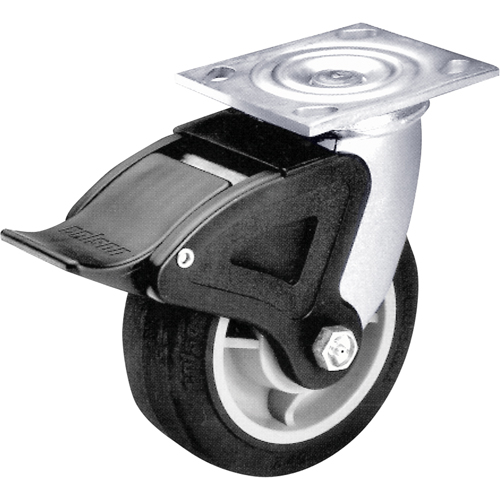 Total Locking Caster, Swivel with Brake, 6" (152.4 mm), Rubber, 600 lbs. (272 kg.) R.M.G. Prévention