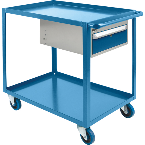 Heavy Duty Shelf Cart with Drawer, 1200 lbs. Capacity, Steel, 24" x W, 36" x H, 39" D, Rubber Wheels, All-Welded, 1 Drawers R.M.G. Prévention