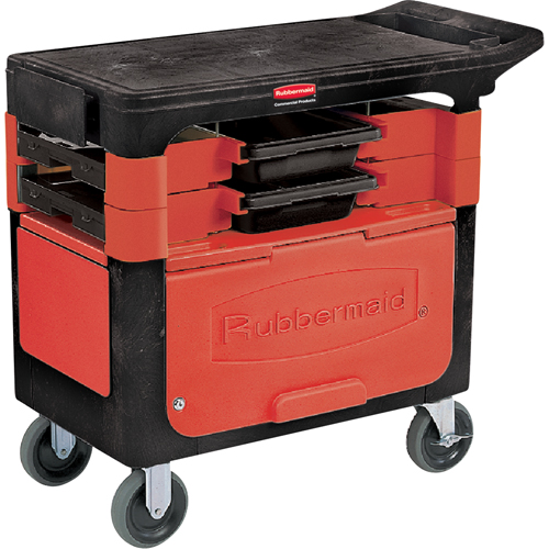 Trades Carts With Lockable Cabinet, 2 Drawers, 38" L x 19-1/4" W x 33-3/8" H, Black R.M.G. Prévention