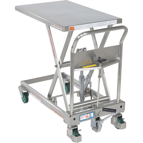 Hydraulic Scissor Lift Table, 31-1/2" L x 19-1/2" W, Stainless Steel, 550 lbs. Capacity R.M.G. Prévention