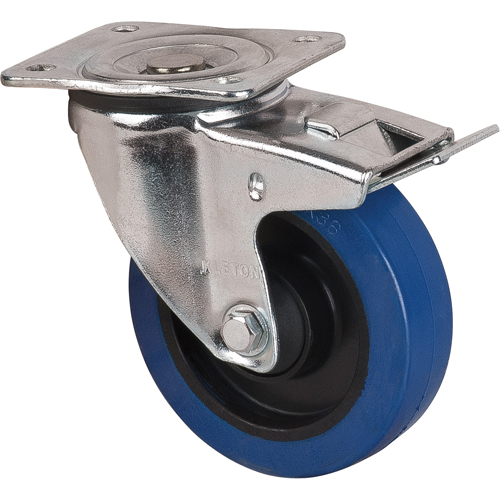 Blue Caster, Swivel with Brake, 5" (127 mm), Rubber, 400 lbs. (181 kg.) R.M.G. Prévention