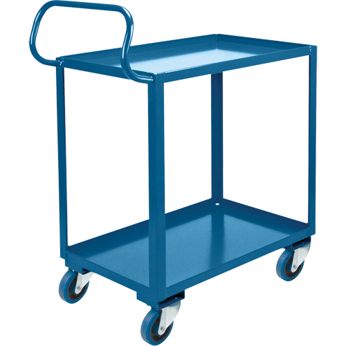 Chariot ergonomique &agrave; tablettes, 800 lb Capacit&eacute;, Acier, 26" la x 37" ha x 38" p, Bordure vers le haut R.M.G. Prévention
