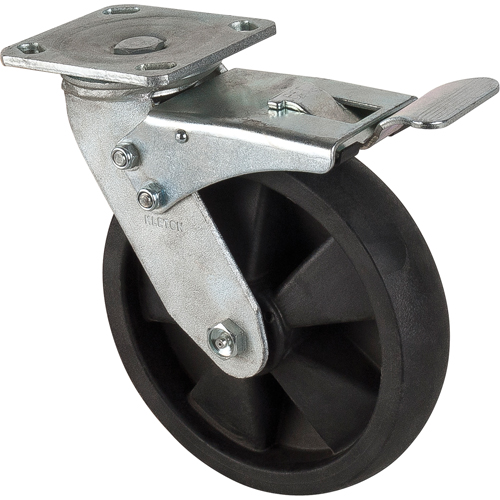 Roulettes haute temp&eacute;rature, Pivotant avec frein, 8" (203,2 mm), Nylon, 1000 lb (453 kg) R.M.G. Prévention