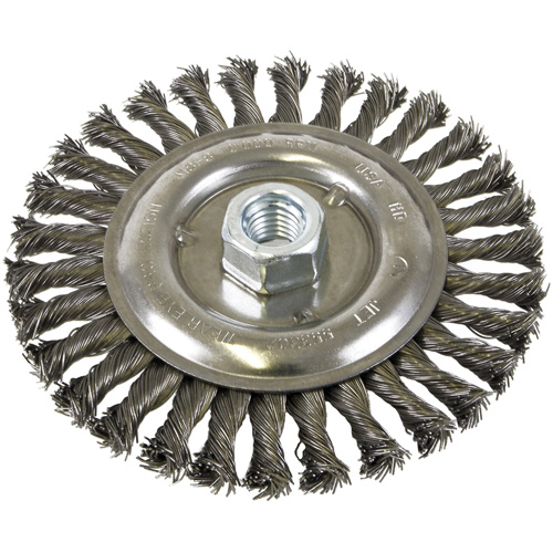 Standard Face Knot Wire Wheel Threaded, 6" Dia., 0.022" Fill, 5/8"-11 Arbor, Steel R.M.G. Prévention